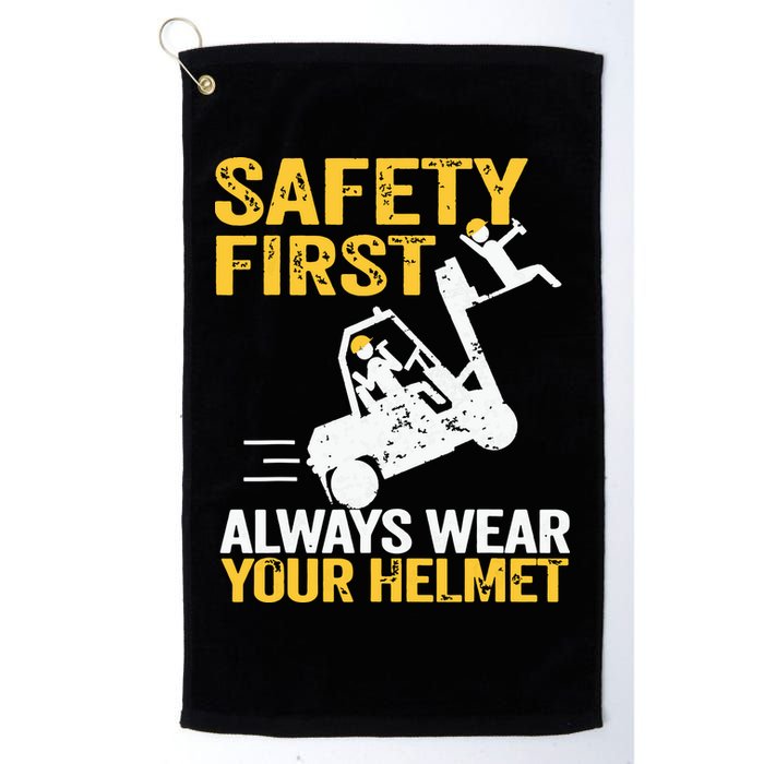 Safety First Always Wear Your Helmet Funny Forklift Driver Golf Towel