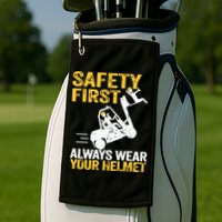 Safety First Always Wear Your Helmet Funny Forklift Driver Golf Towel