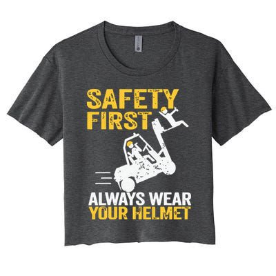Safety First Always Wear Your Helmet Funny Forklift Driver Crop Top