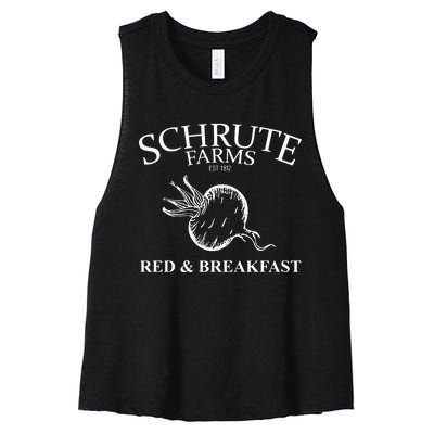 Schrute Farms Bed And Breakfast The Office Funny Women's Racerback Cropped Tank