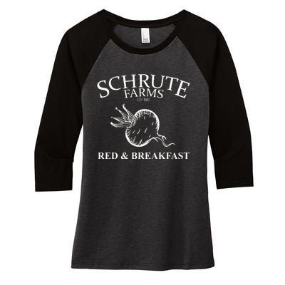 Schrute Farms Bed And Breakfast The Office Funny Women's Tri-Blend 3/4-Sleeve Raglan Shirt