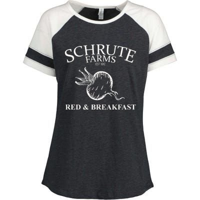 Schrute Farms Bed And Breakfast The Office Funny Enza Ladies Jersey Colorblock Tee