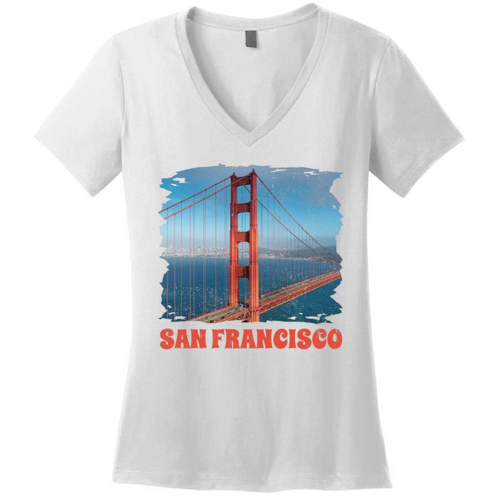 San Francisco Bridge Women's V-Neck T-Shirt