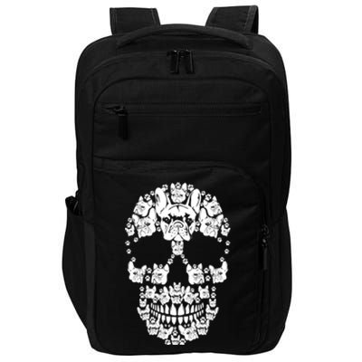 Skull French Bulldog Skeleton Halloween Costume Scary Gift Impact Tech Backpack