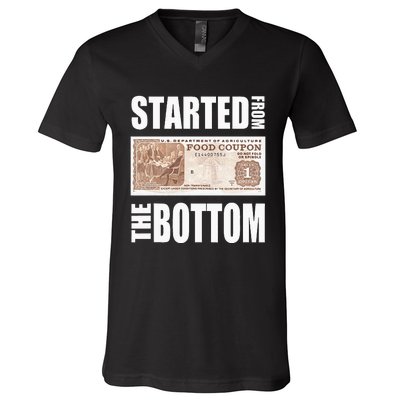 Started From Bottom Food Stamp V-Neck T-Shirt