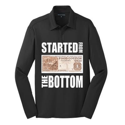 Started From Bottom Food Stamp Silk Touch Performance Long Sleeve Polo