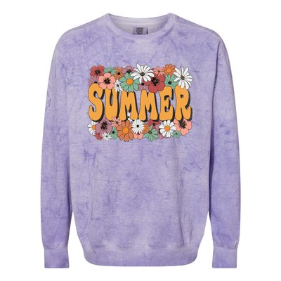 Summer Flowers Beautiful Summer Floral Retro Colorblast Crewneck Sweatshirt