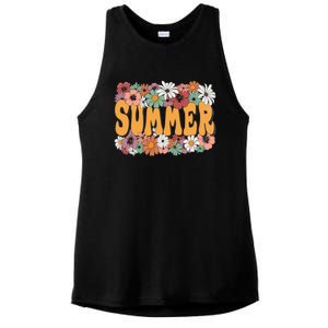 Summer Flowers Beautiful Summer Floral Retro Ladies PosiCharge Tri-Blend Wicking Tank