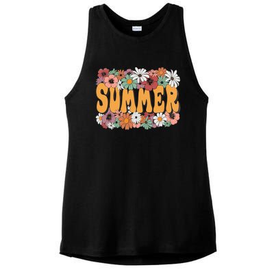 Summer Flowers Beautiful Summer Floral Retro Ladies PosiCharge Tri-Blend Wicking Tank