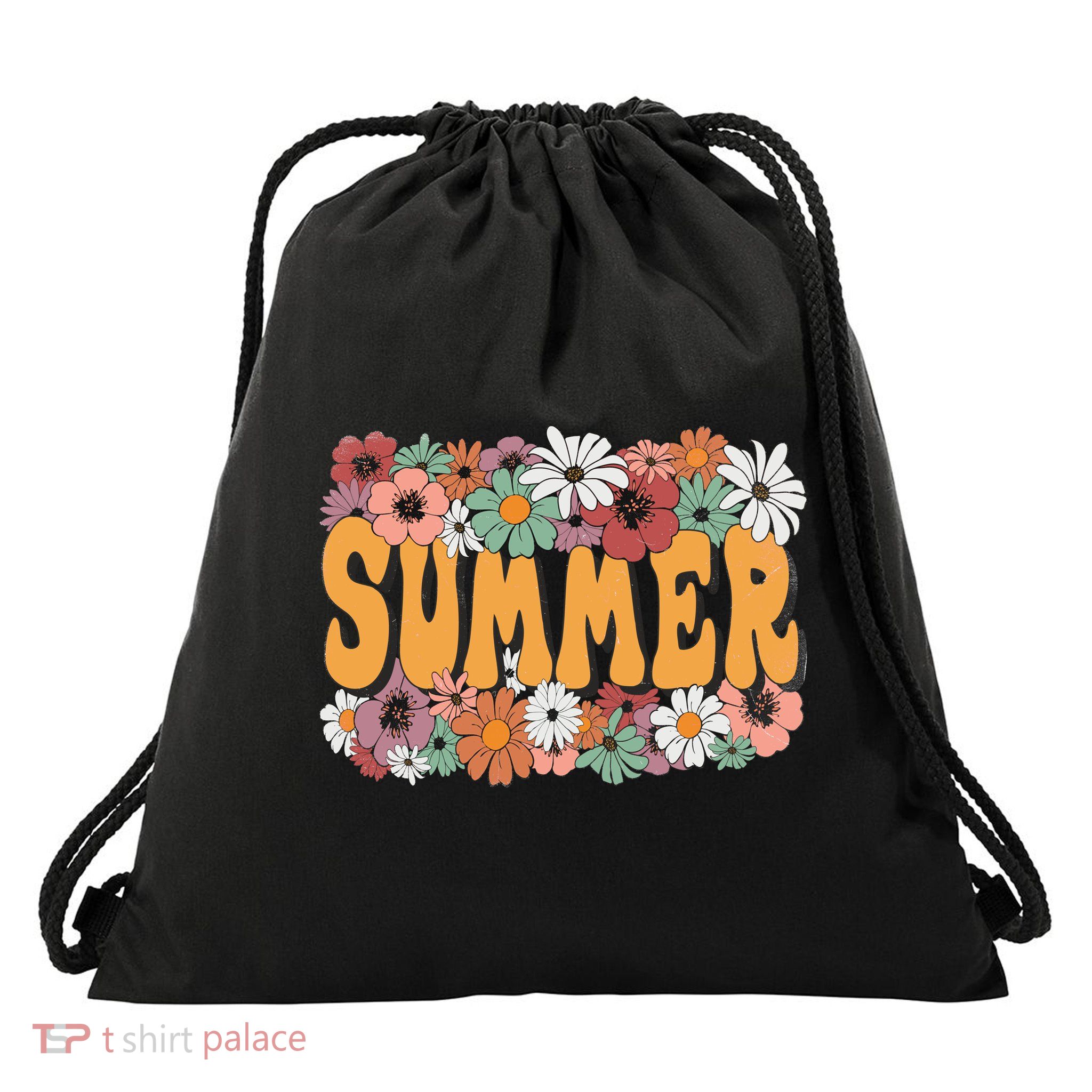 Summer Flowers Beautiful Summer Floral Retro Drawstring Bag