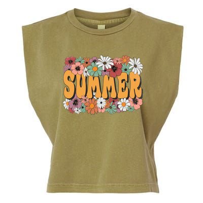 Summer Flowers Beautiful Summer Floral Retro Garment-Dyed Women's Muscle Tee