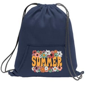 Summer Flowers Beautiful Summer Floral Retro Sweatshirt Cinch Pack Bag