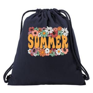 Summer Flowers Beautiful Summer Floral Retro Drawstring Bag