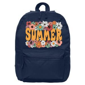 Summer Flowers Beautiful Summer Floral Retro 16 in Basic Backpack