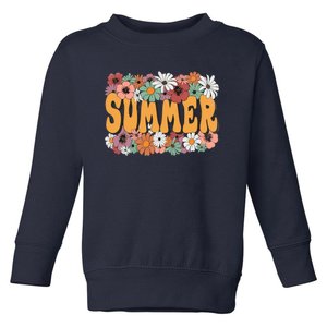 Summer Flowers Beautiful Summer Floral Retro Toddler Sweatshirt