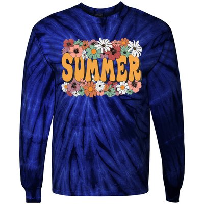 Summer Flowers Beautiful Summer Floral Retro Tie-Dye Long Sleeve Shirt