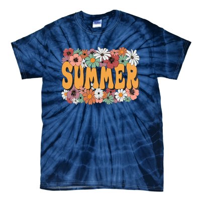 Summer Flowers Beautiful Summer Floral Retro Tie-Dye T-Shirt