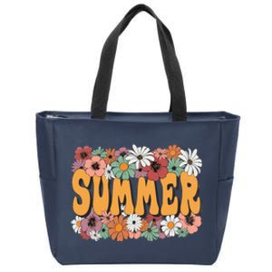 Summer Flowers Beautiful Summer Floral Retro Zip Tote Bag