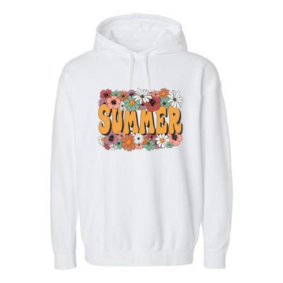 Summer Flowers Beautiful Summer Floral Retro Garment-Dyed Fleece Hoodie