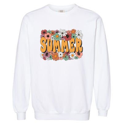 Summer Flowers Beautiful Summer Floral Retro Garment-Dyed Sweatshirt