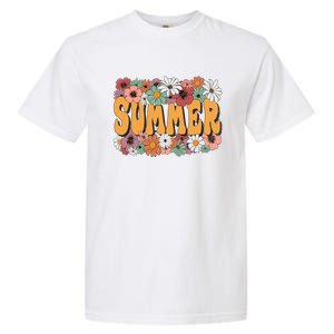 Summer Flowers Beautiful Summer Floral Retro Garment-Dyed Heavyweight T-Shirt