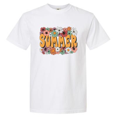 Summer Flowers Beautiful Summer Floral Retro Garment-Dyed Heavyweight T-Shirt