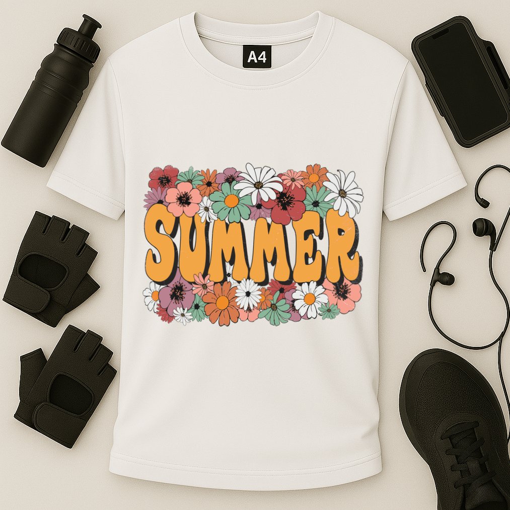 Summer Flowers Beautiful Summer Floral Retro Cooling Performance Crew T-Shirt