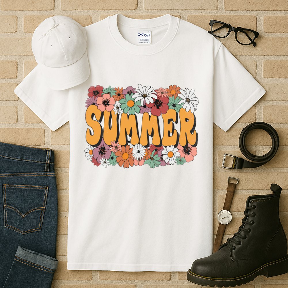 Summer Flowers Beautiful Summer Floral Retro Tall T-Shirt