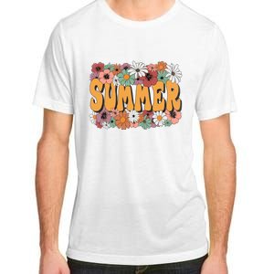 Summer Flowers Beautiful Summer Floral Retro Adult ChromaSoft Performance T-Shirt