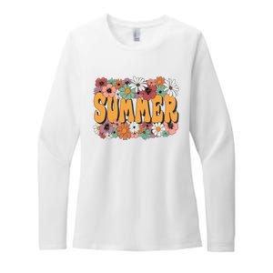 Summer Flowers Beautiful Summer Floral Retro Womens CVC Long Sleeve Shirt