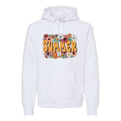 Summer Flowers Beautiful Summer Floral Retro Premium Hoodie