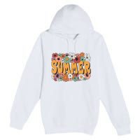 Summer Flowers Beautiful Summer Floral Retro Premium Pullover Hoodie