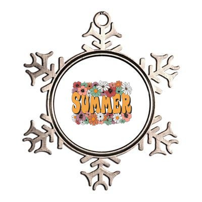 Summer Flowers Beautiful Summer Floral Retro Metallic Star Ornament