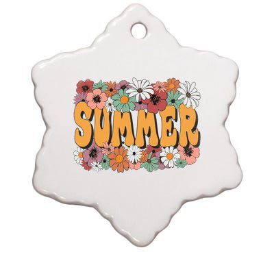 Summer Flowers Beautiful Summer Floral Retro Ceramic Star Ornament