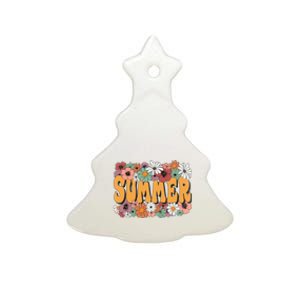 Summer Flowers Beautiful Summer Floral Retro Ceramic Tree Ornament