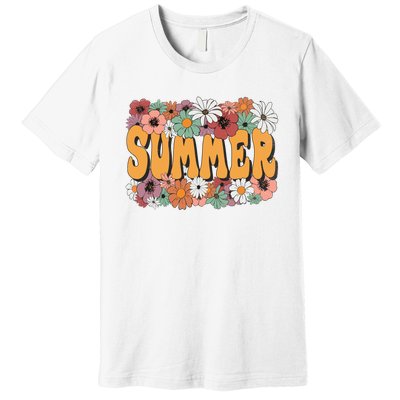 Summer Flowers Beautiful Summer Floral Retro Premium T-Shirt