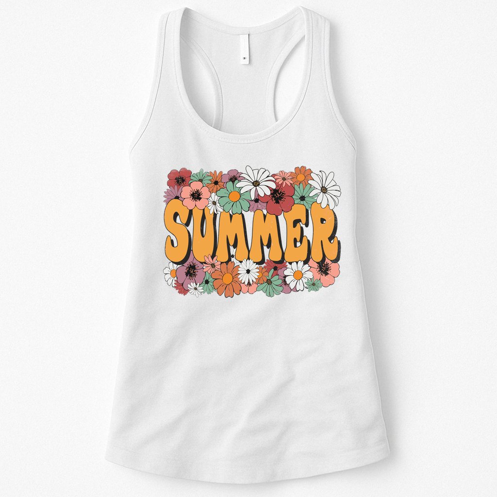 Summer Flowers Beautiful Summer Floral Retro Womens Tank Top