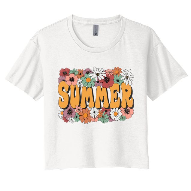 Summer Flowers Beautiful Summer Floral Retro Crop Top