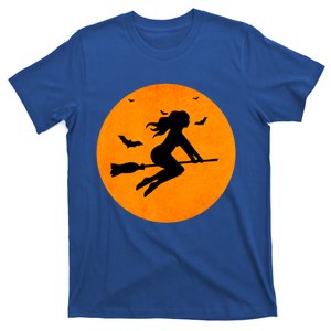 Simple Full Blood Moon Witch Bats Halloween Meaningful Gift T-Shirt