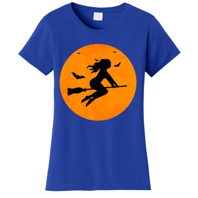 Simple Full Blood Moon Witch Bats Halloween Meaningful Gift Women's T-Shirt