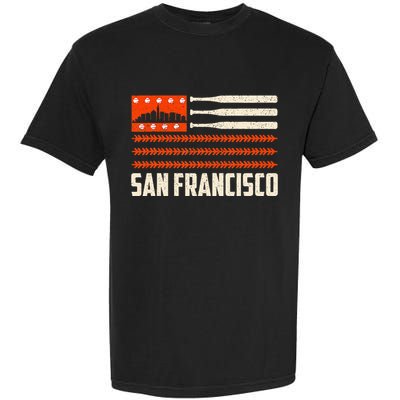 San Francisco Baseball Flag Patriotic Vintage Garment-Dyed Heavyweight T-Shirt