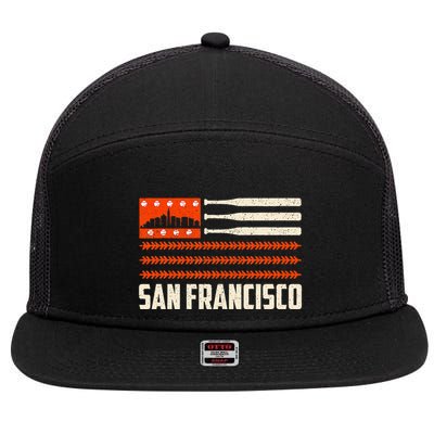 San Francisco Baseball Flag Patriotic Vintage 7 Panel Mesh Trucker Snapback Hat