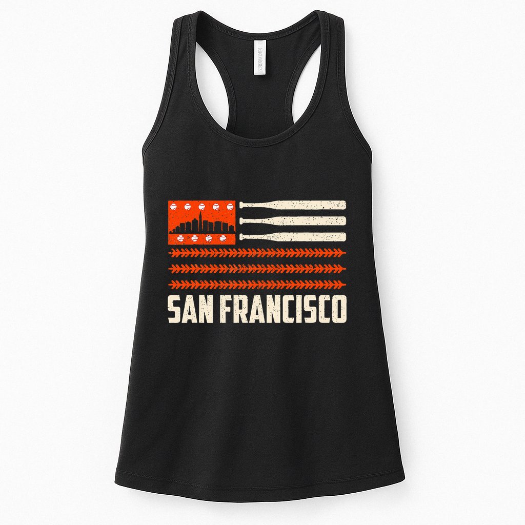 San Francisco Baseball Flag Patriotic Vintage Womens Tank Top