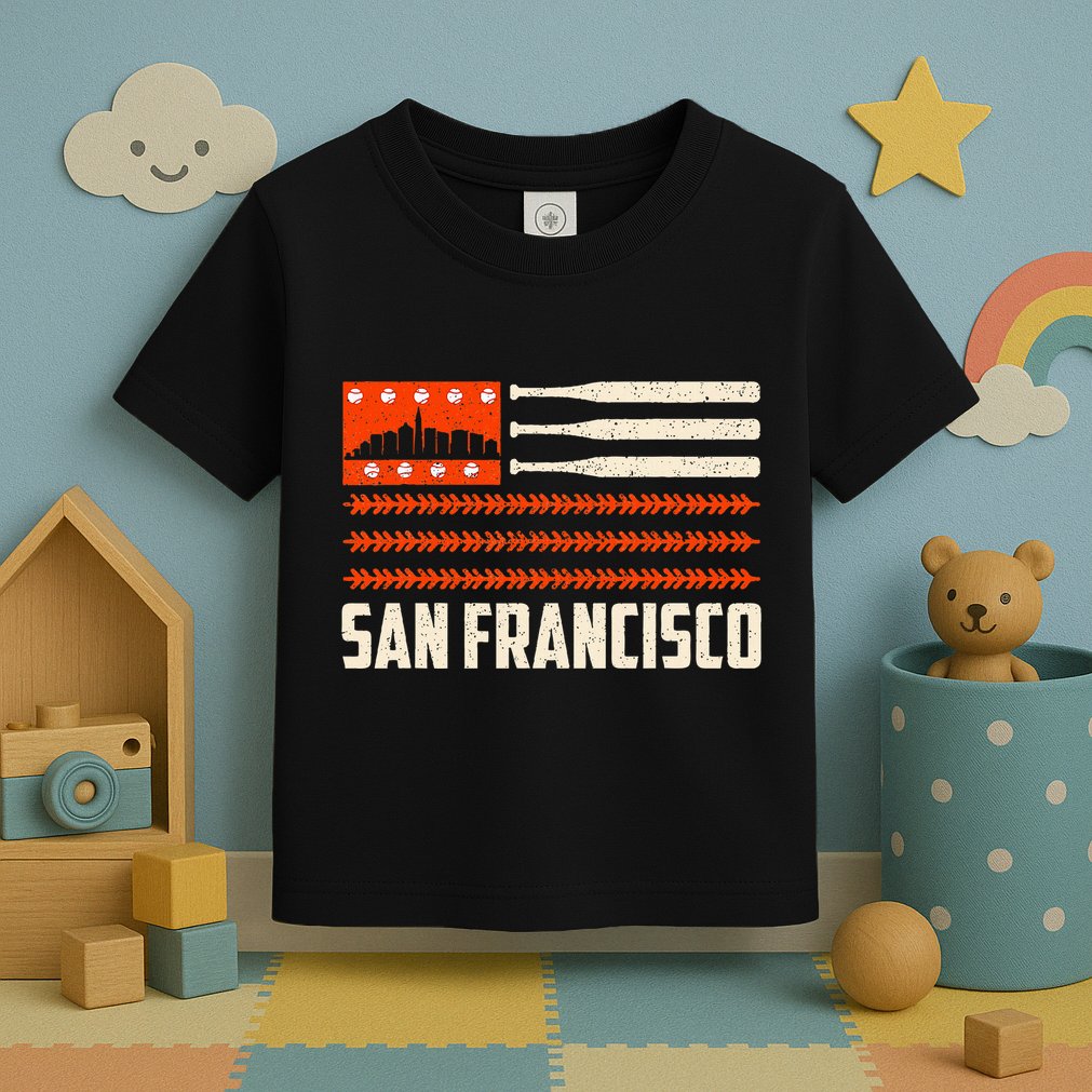 San Francisco Baseball Flag Patriotic Vintage Toddler T-Shirt