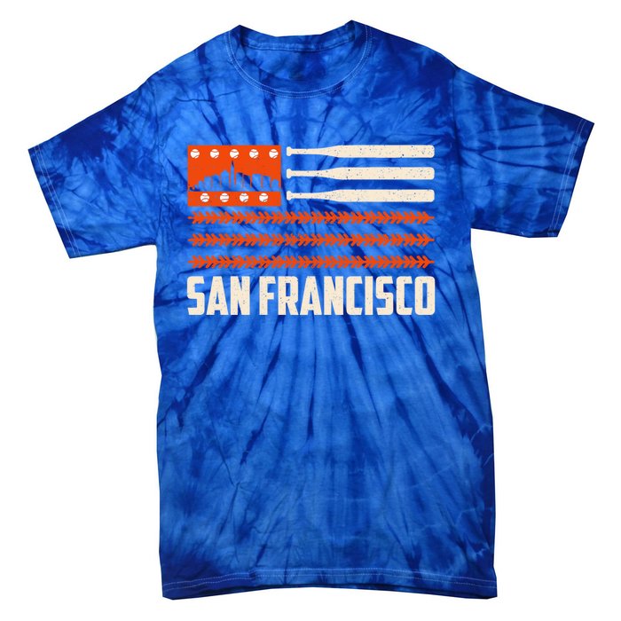 San Francisco Baseball Flag Patriotic Vintage Gift Tie-Dye T-Shirt