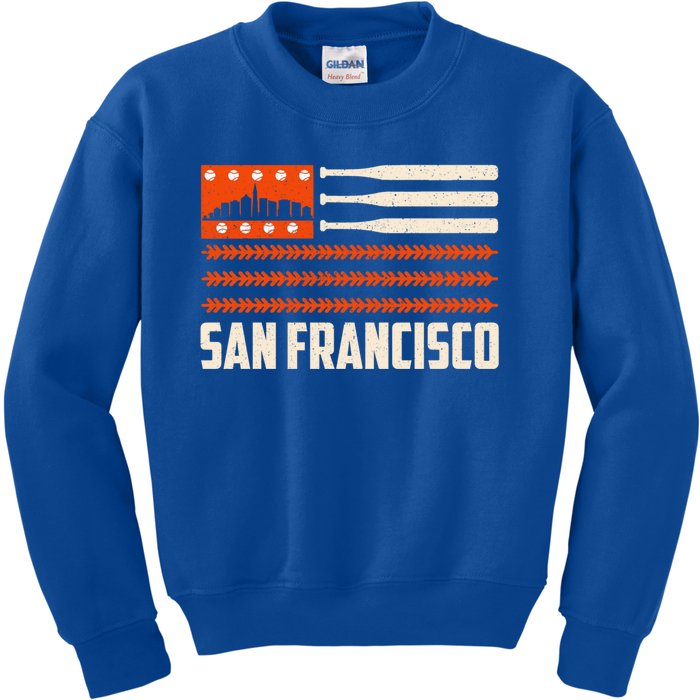 San Francisco Baseball Flag Patriotic Vintage Gift Kids Sweatshirt