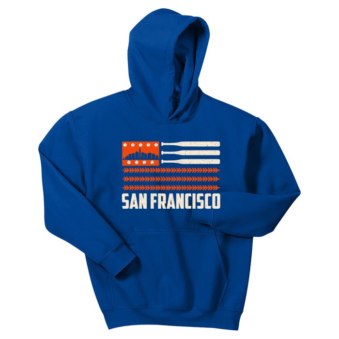 San Francisco Baseball Flag Patriotic Vintage Gift Kids Hoodie