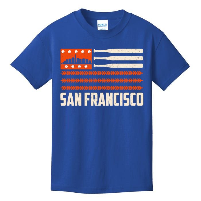 San Francisco Baseball Flag Patriotic Vintage Gift Kids T-Shirt