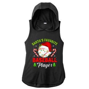 Santa's Favorite Baseball Player Christmas Ladies PosiCharge Tri-Blend Wicking Draft Hoodie Tank