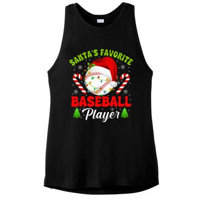 Santa's Favorite Baseball Player Christmas Ladies PosiCharge Tri-Blend Wicking Tank